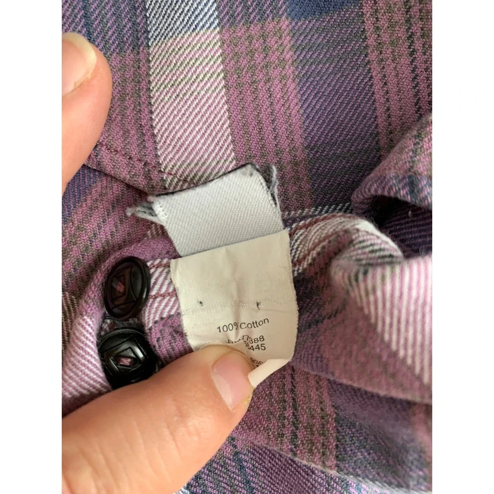 J. Crew Mens Purple Plaid Flannel Button Down Shirt Large Sporting Goods Cotton